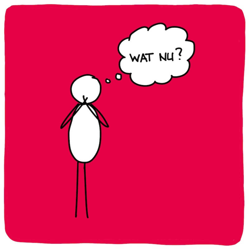 Getekende illustratie van een persoon die een masker vasthoudt, als symbool voor het loslaten van oude rollen.