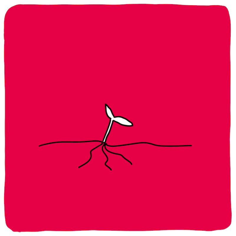 Illustratie van een klein plantje met wortels onder de grond, als symbool voor hoe eetbuien en boulimia ontstaan vanuit onderliggende oorzaken